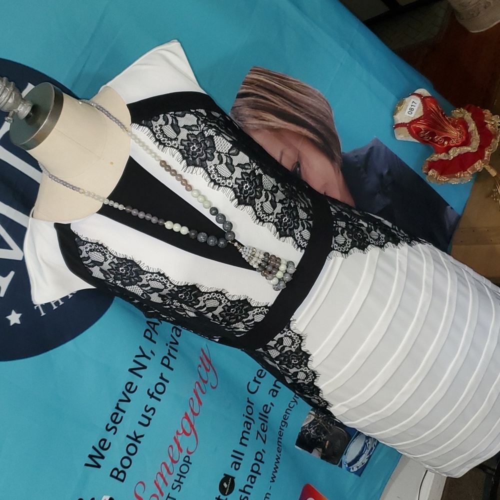 CB casual White and Black Lace Dress - Picture 3 of 10
